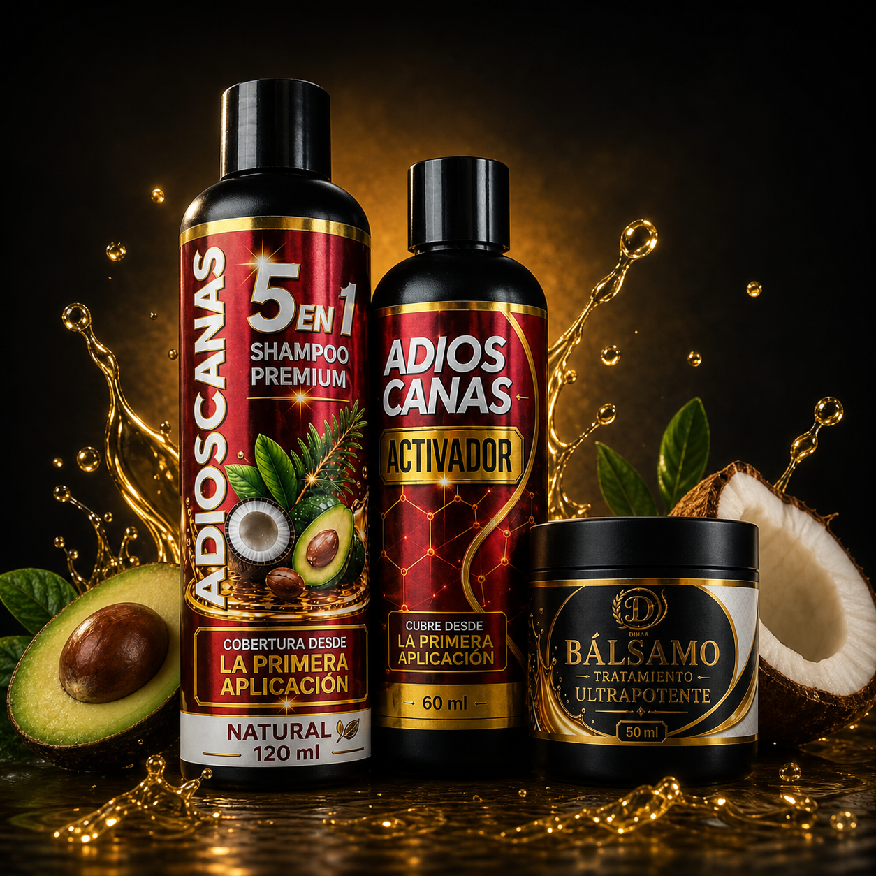 Kit Adiós Canas 5 en 1 con Aguacate — Cubre Canas Desde la Primera Aplicación