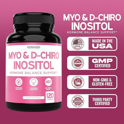 Inositol Suplemento Hormonal 120 Cápsulas — Myo & D-Chiro 40:1