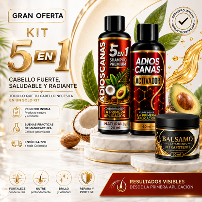 Kit Adiós Canas 5 en 1 con Aguacate — Cubre Canas Desde la Primera Aplicación