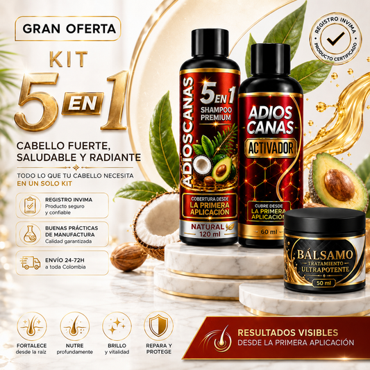Kit Adiós Canas 5 en 1 con Aguacate — Cubre Canas Desde la Primera Aplicación